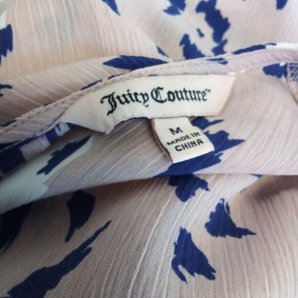 Juicy Couture Pink & Blue Cheetah Print Ruffled Loose Fit Blouse Size M - Picture 5 of 6